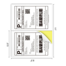 Half sheet a4 adhesive shipping labels paper 2 up stickers for laser inkjet printer